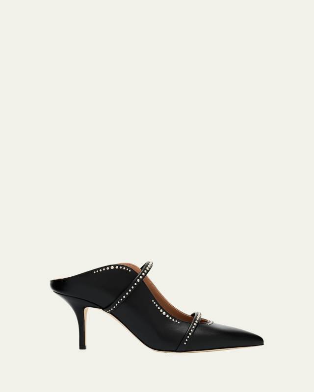 Maureen Studded Nappa Leather Double-Strap Mules